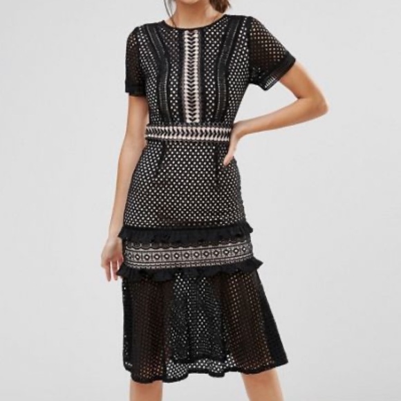 black lace holiday dress